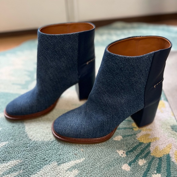 Chloe Edith Denim & Leather Short Boots - Picture 6 of 16